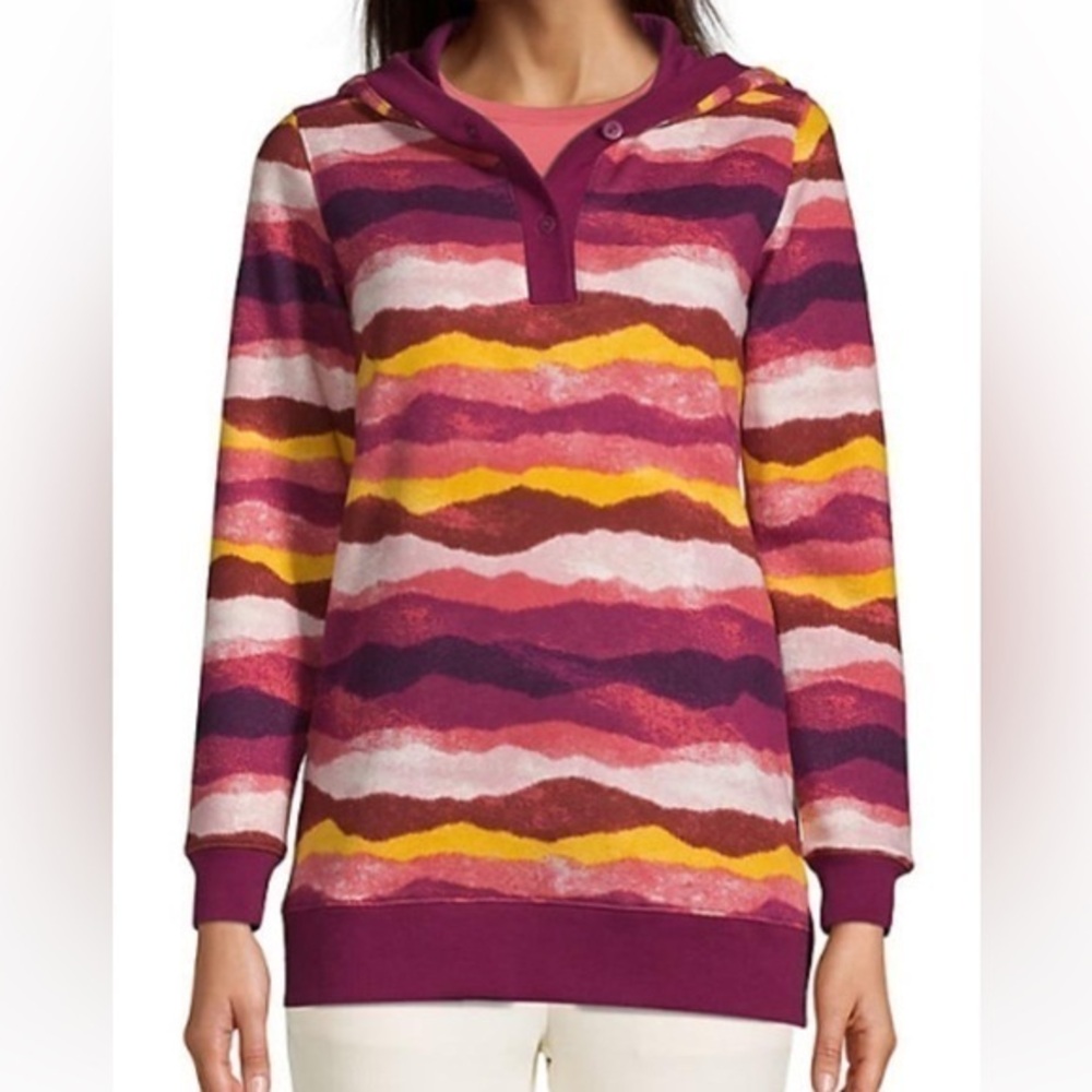 LANDS END SERIOUS SWEATS Ombré Long Sleeve Hoodie. Size L
